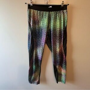NIKE Pro Hypercool Womens Leggings Black Mesh Cut Out Colorful Leggings Large